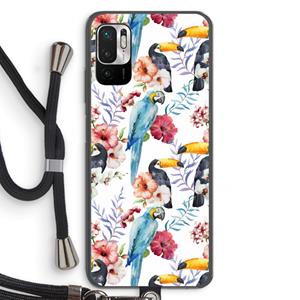 CaseCompany Bloemen tukan: Xiaomi Redmi Note 10 5G Transparant Hoesje met koord