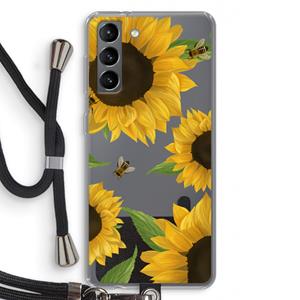 CaseCompany Sunflower and bees: Samsung Galaxy S21 Transparant Hoesje met koord