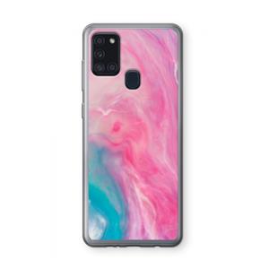 CaseCompany Roze explosie: Samsung Galaxy A21s Transparant Hoesje