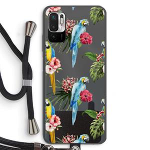 CaseCompany Kleurrijke papegaaien: Xiaomi Redmi Note 10 5G Transparant Hoesje met koord