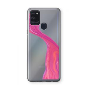 CaseCompany Paarse stroom: Samsung Galaxy A21s Transparant Hoesje