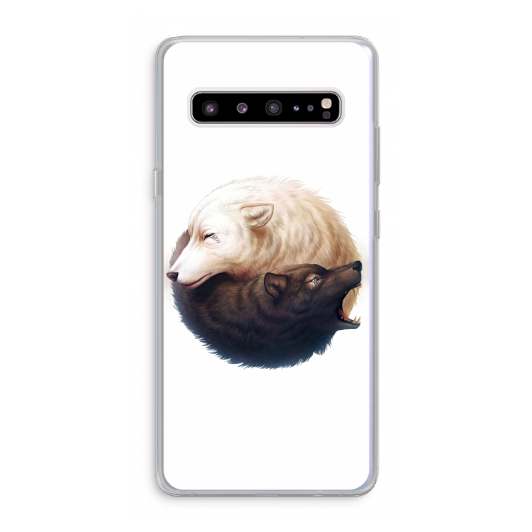 CaseCompany Yin Yang Wolves: Samsung Galaxy S10 5G Transparant Hoesje