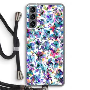 CaseCompany Hibiscus Flowers: Samsung Galaxy S21 Transparant Hoesje met koord