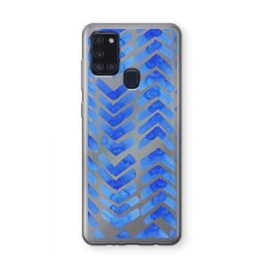 CaseCompany Blauwe pijlen: Samsung Galaxy A21s Transparant Hoesje