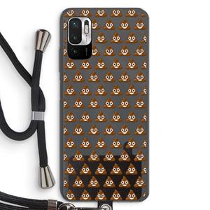 CaseCompany Poop emoji: Xiaomi Redmi Note 10 5G Transparant Hoesje met koord