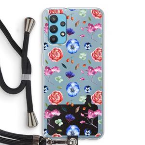 CaseCompany Bloemetjes: Samsung Galaxy A32 4G Transparant Hoesje met koord