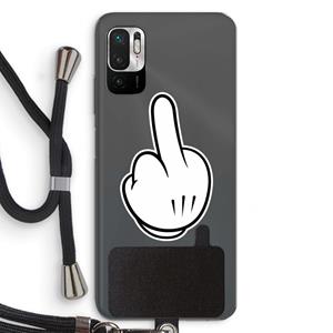 CaseCompany Middle finger black: Xiaomi Redmi Note 10 5G Transparant Hoesje met koord