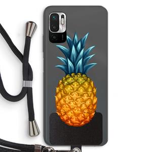 CaseCompany Grote ananas: Xiaomi Redmi Note 10 5G Transparant Hoesje met koord