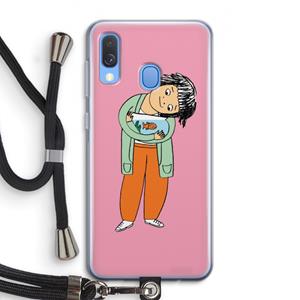CaseCompany Visknuffel: Samsung Galaxy A40 Transparant Hoesje met koord