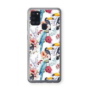 CaseCompany Bloemen tukan: Samsung Galaxy A21s Transparant Hoesje