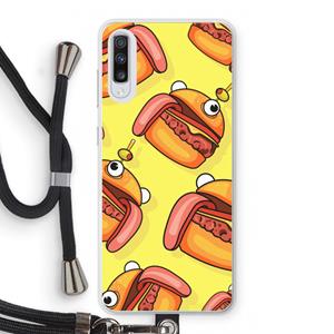 CaseCompany Hamburger: Samsung Galaxy A70 Transparant Hoesje met koord