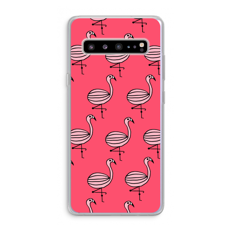 CaseCompany Flamingo: Samsung Galaxy S10 5G Transparant Hoesje