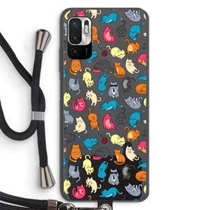 CaseCompany Kleurrijke katten: Xiaomi Redmi Note 10 5G Transparant Hoesje met koord