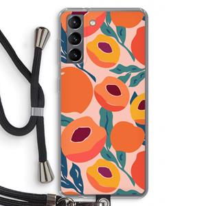 CaseCompany Perzik: Samsung Galaxy S21 Transparant Hoesje met koord