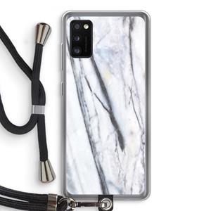 CaseCompany Gestreepte marmer: Samsung Galaxy A41 Transparant Hoesje met koord
