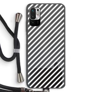CaseCompany Strepen zwart-wit: Xiaomi Redmi Note 10 5G Transparant Hoesje met koord