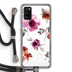 CaseCompany Geschilderde bloemen: Samsung Galaxy A41 Transparant Hoesje met koord