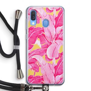 CaseCompany Pink Banana: Samsung Galaxy A40 Transparant Hoesje met koord