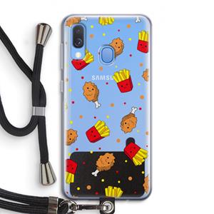 CaseCompany Chicken 'n Fries: Samsung Galaxy A40 Transparant Hoesje met koord