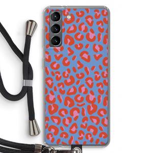 CaseCompany Leopard blue: Samsung Galaxy S21 Transparant Hoesje met koord