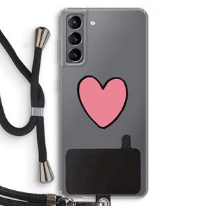 CaseCompany Hartje: Samsung Galaxy S21 Transparant Hoesje met koord