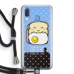 CaseCompany Sleep All Day: Samsung Galaxy A40 Transparant Hoesje met koord