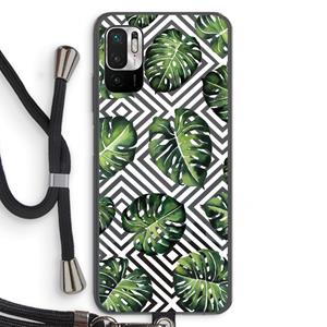 CaseCompany Geometrische jungle: Xiaomi Redmi Note 10 5G Transparant Hoesje met koord