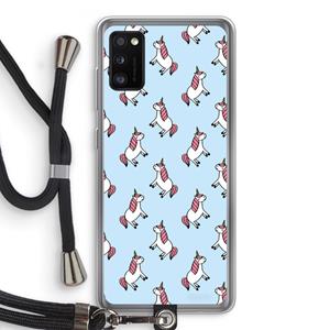 CaseCompany Eenhoorns overal: Samsung Galaxy A41 Transparant Hoesje met koord