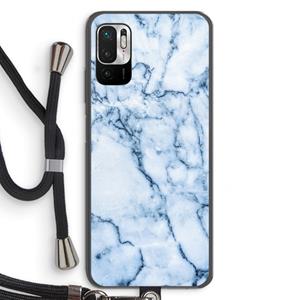 CaseCompany Blauw marmer: Xiaomi Redmi Note 10 5G Transparant Hoesje met koord
