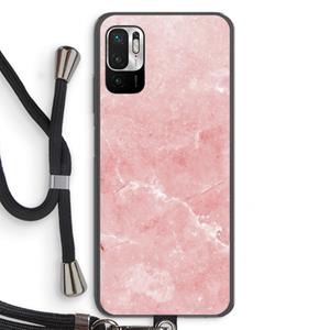 CaseCompany Roze marmer: Xiaomi Redmi Note 10 5G Transparant Hoesje met koord