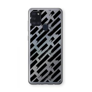 CaseCompany Zwarte vegen: Samsung Galaxy A21s Transparant Hoesje