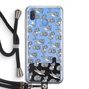 CaseCompany Poezen: Samsung Galaxy A40 Transparant Hoesje met koord