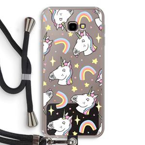 CaseCompany Rainbow Unicorn: Samsung Galaxy J4 Plus Transparant Hoesje met koord