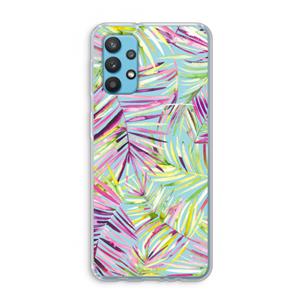 CaseCompany Tropical Palms Blue: Samsung Galaxy A32 4G Transparant Hoesje