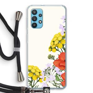 CaseCompany Wilde bloemen: Samsung Galaxy A32 4G Transparant Hoesje met koord
