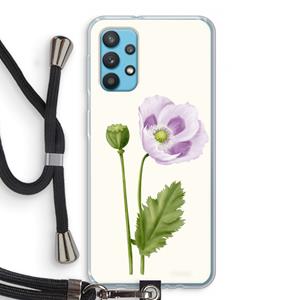 CaseCompany Purple poppy: Samsung Galaxy A32 4G Transparant Hoesje met koord