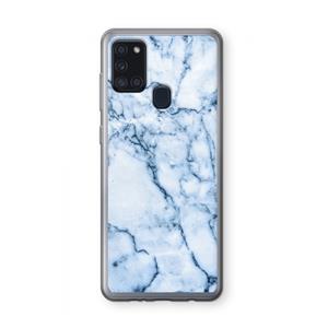 CaseCompany Blauw marmer: Samsung Galaxy A21s Transparant Hoesje
