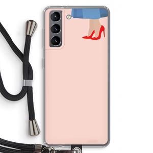 CaseCompany High heels: Samsung Galaxy S21 Transparant Hoesje met koord