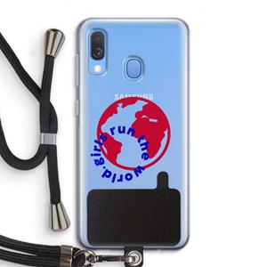 CaseCompany Run The World: Samsung Galaxy A40 Transparant Hoesje met koord