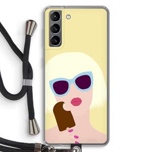 CaseCompany Ice cream: Samsung Galaxy S21 Transparant Hoesje met koord