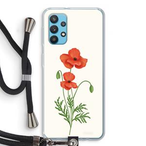 CaseCompany Red poppy: Samsung Galaxy A32 4G Transparant Hoesje met koord