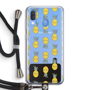 CaseCompany Ananas: Samsung Galaxy A40 Transparant Hoesje met koord