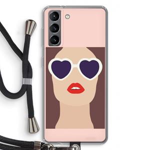 CaseCompany Red lips: Samsung Galaxy S21 Transparant Hoesje met koord