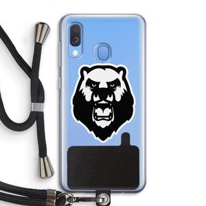 CaseCompany Angry Bear (white): Samsung Galaxy A40 Transparant Hoesje met koord