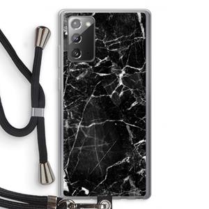 CaseCompany Zwart Marmer 2: Samsung Galaxy Note 20 / Note 20 5G Transparant Hoesje met koord