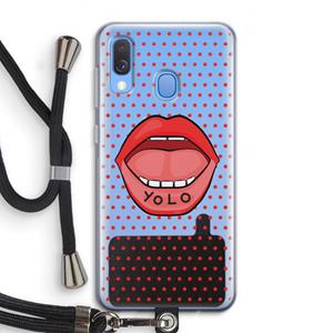 CaseCompany Yolo Denise: Samsung Galaxy A40 Transparant Hoesje met koord