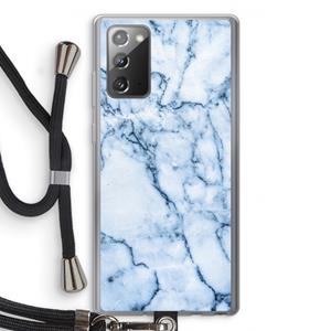 CaseCompany Blauw marmer: Samsung Galaxy Note 20 / Note 20 5G Transparant Hoesje met koord