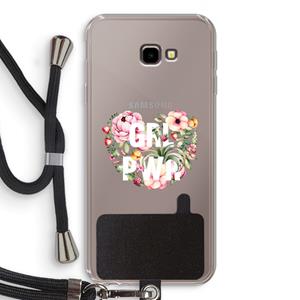 CaseCompany GRL PWR Flower: Samsung Galaxy J4 Plus Transparant Hoesje met koord
