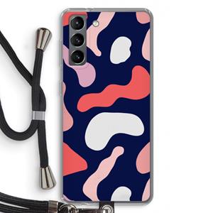 CaseCompany Memphis Shapes Pink: Samsung Galaxy S21 Transparant Hoesje met koord