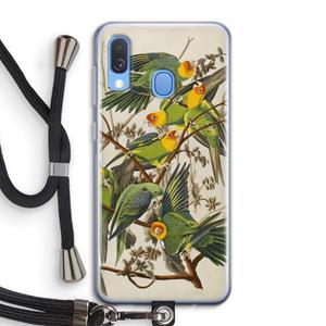 CaseCompany Carolinaparkiet: Samsung Galaxy A40 Transparant Hoesje met koord